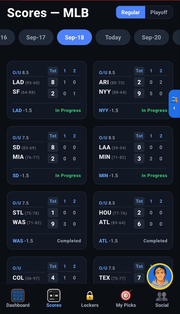 Live scores across leagues